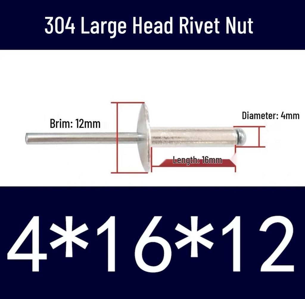 Aluminum Iron M4 Big Head Open End Rivet with Flat Round Head and Large Flange