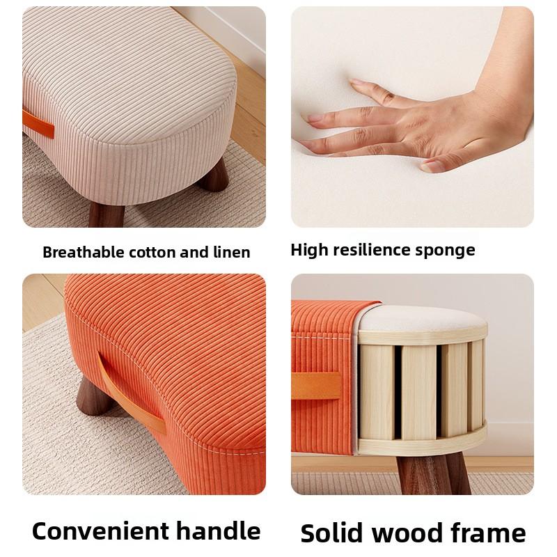 Wooden Low Stool Minimalist Shoe Changing Bench for Entryway Padded Footrest for Living Room Sofa Compact Bathroom Step Stool