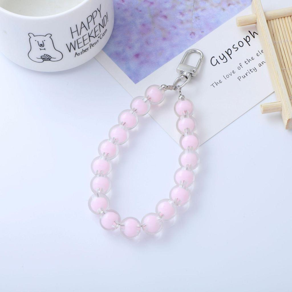 Candy Color Beaded Earphone Pendant - DIY Jewelry Accessories with Acrylic Beads for Phone and Bag Chains