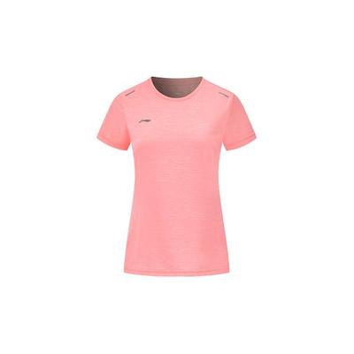 Solid Color Breathable Sweat-Wicking Round Neck Pullover Short Sleeve T-Shirt Women Tops Coral-Pink ATST432-9