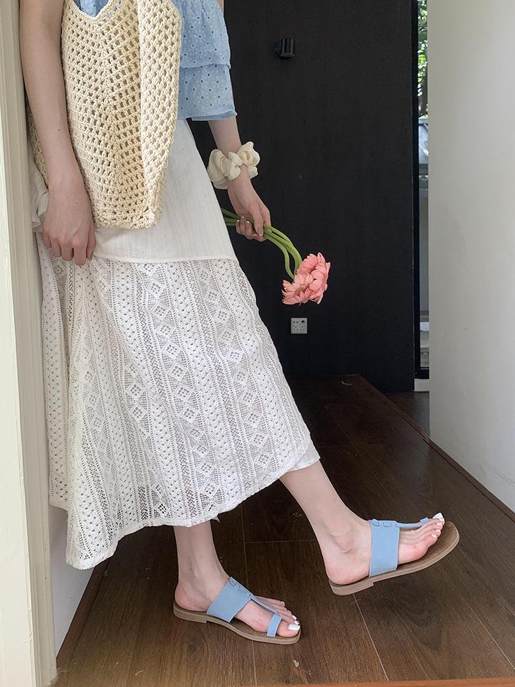 BEI LI XUAN Soft-bottomed Toe Slippers Women's 2025 Summer Wear Sandals Beach Slippers