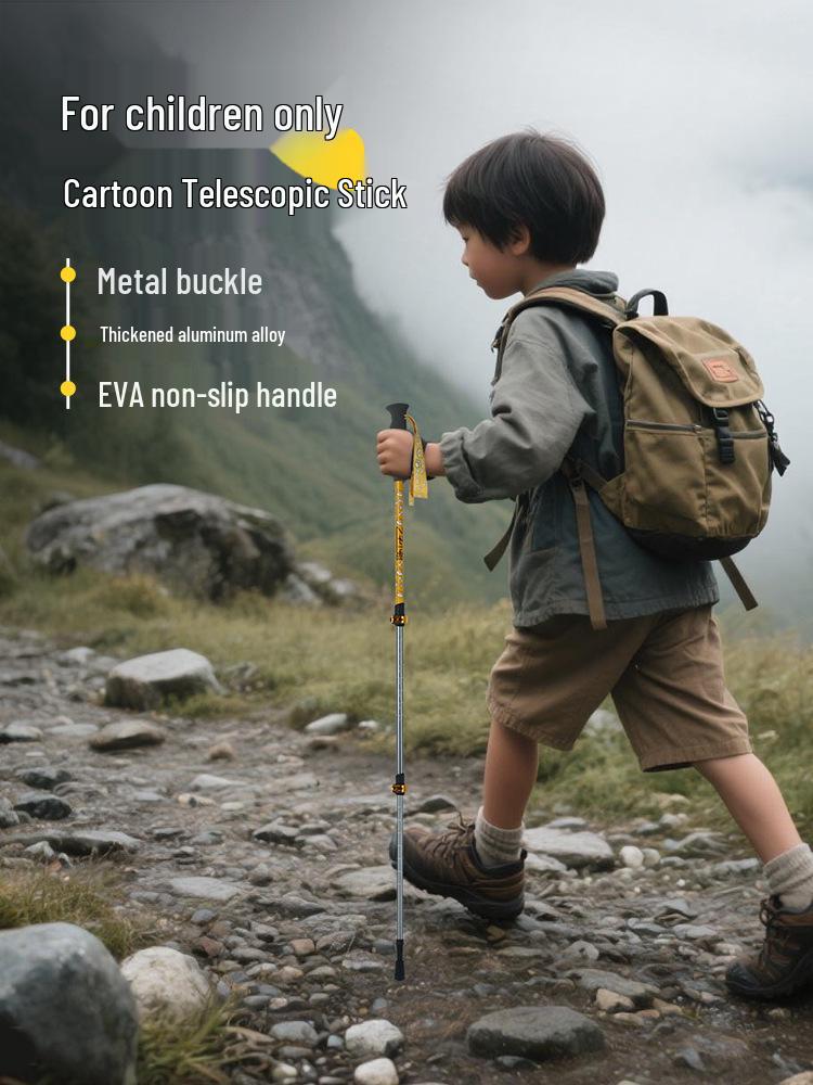Children's Portable Aluminum Trekking Poles: Ultralight, Retractable, Folding Walking Sticks for Outdoor Adventures