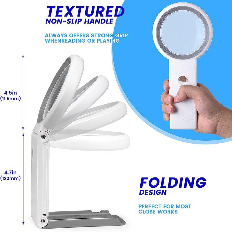 30X 10X Vergrößerungsglas mit Licht und Ständer Faltbares Hand-Vergrößerungsglas 18 LED Beleuchtetes Vergrößerungsglas zum Lesen