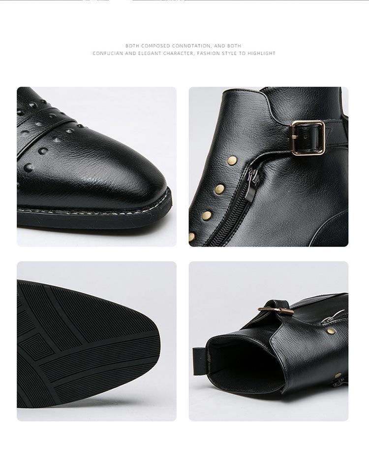 Men's Plus Size Retro High-Top Leather Martin Boots - Autumn British Style Pointed Toe Casual Footwear