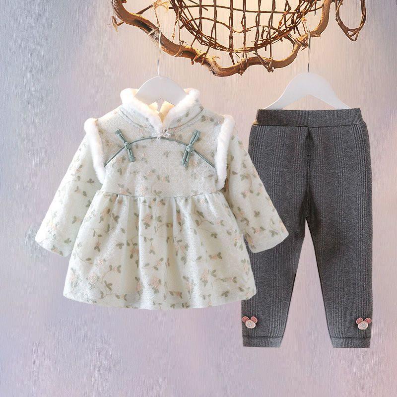 

Stylish Fleece-Lined Winter Set for Baby Girls - Autumn/Winter Princess Outfit, Two-Piece Infant Clothing 73 (3-6 months)