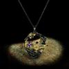 Hollow Flower Necklace New Style Decoration Colorful Gemstone Diamond Magpies Black Gold Pendant