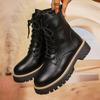 Модная женская обувь Модные женские черные ботильоны на платформе Толстая подошва Нескользящие ботинки-комбаты для женщин 2025 Осень Зима Искусственная кожа Botas Mujer