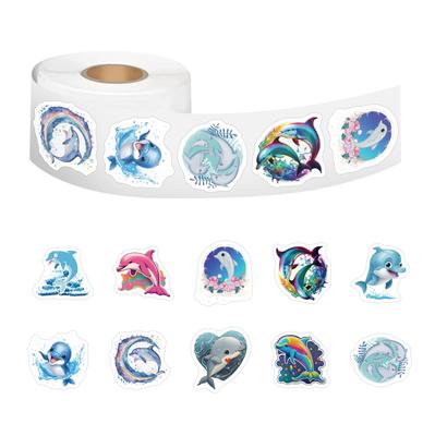 500/rotolo Adesivo Rotolo Cartone Animato Delfino Animale Carino Bambini Fai da Te Skateboard Valigia Adesivo