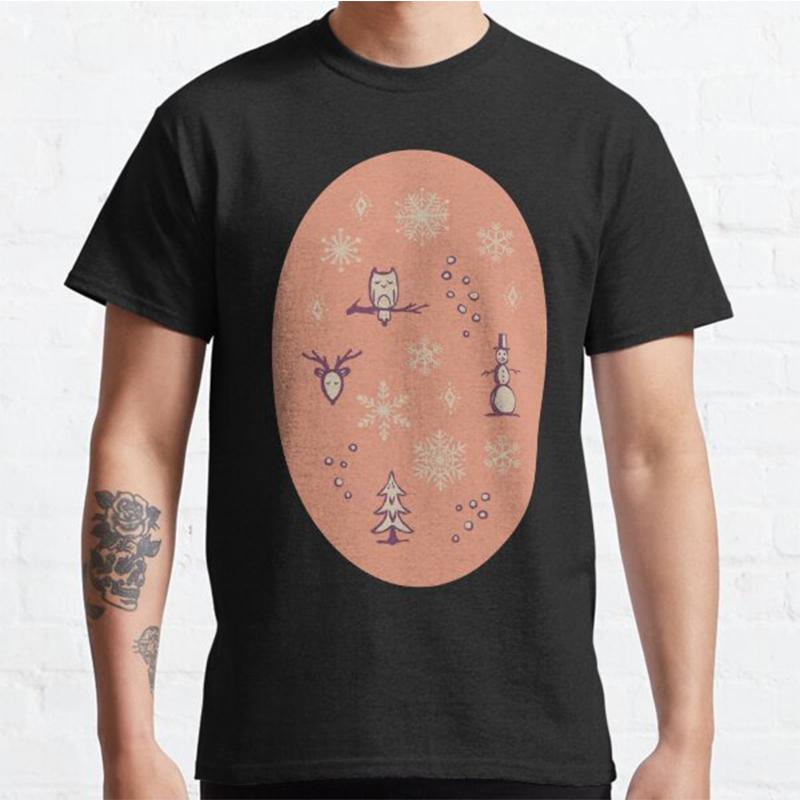Plus Size S-3XL Winter Things Coral Printed T-shirt  Men's Tops Fashion Clothes Tees