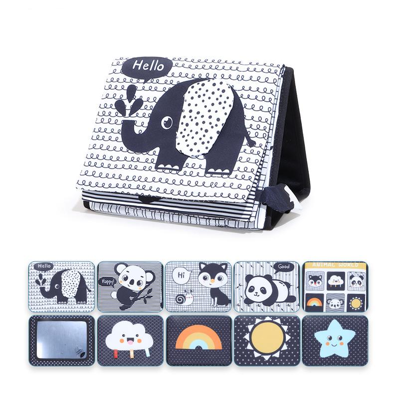 Toys Toys Toys Baby Cloth Book Sensory High Contrast Newborn Crib Black and White Development Mirror Tummy Time Montessori