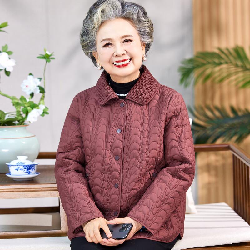 

Kapofe Пожилая женская тонкая стеганая куртка с кукольным воротником 5XL (150-170 jin)