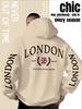 Sweat à capuche décontracté ample pour homme, "Sweatshirt tendance imprimé style britannique Londonien", mode de rue décontractée automne et hiver.