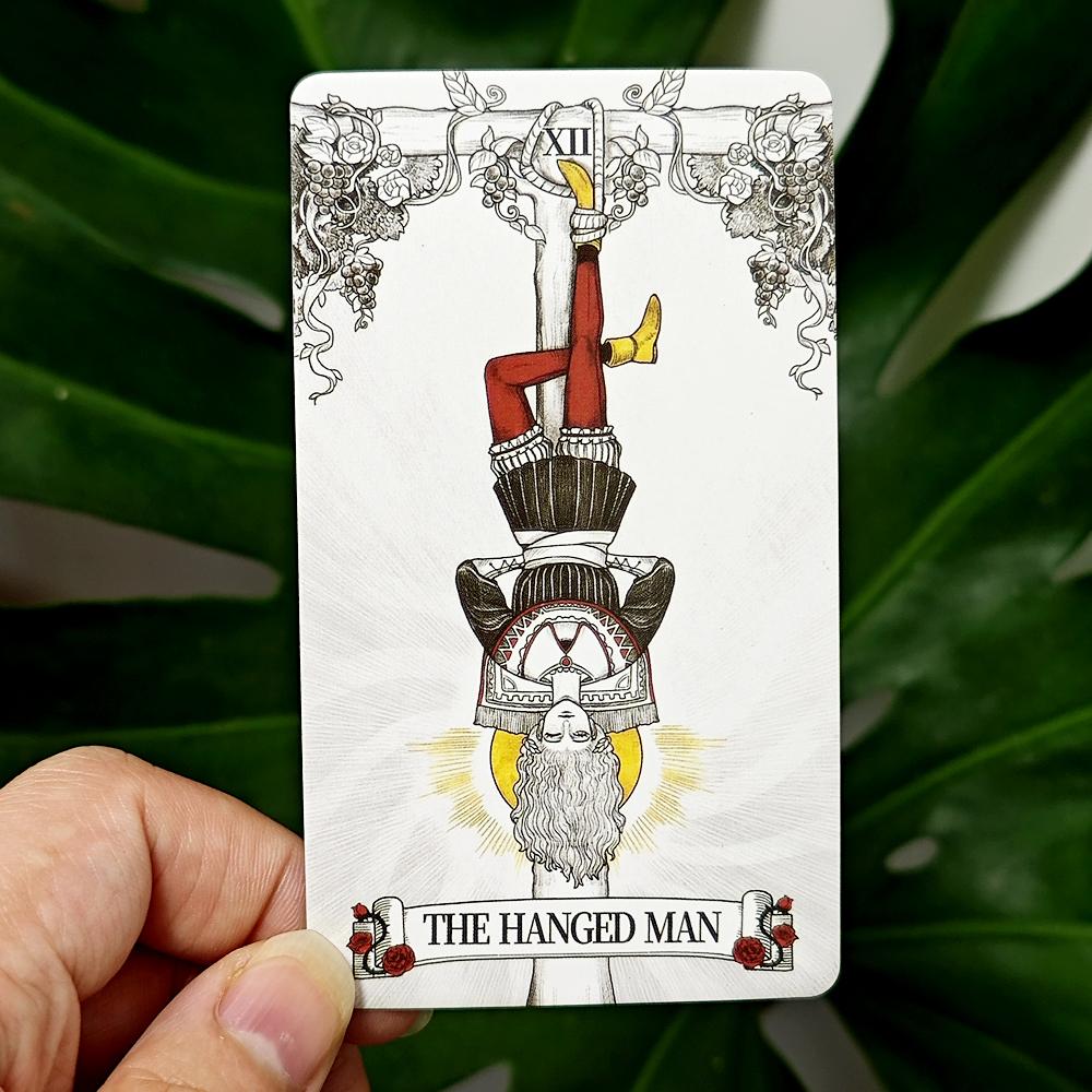 10,3*6 cm Miroir secret Tarot Art féminin Tarot dans un riche symbolisme avec un royaume monochrome:Cartes noires, blanches, rouges et dorées, 80 pièces