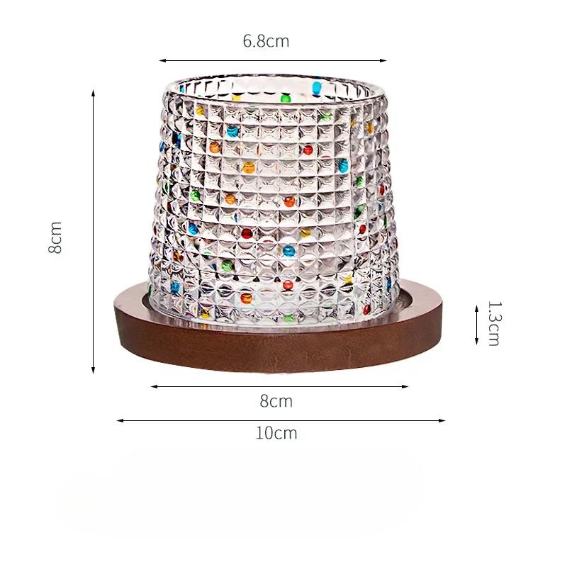 Creative Hand Drawn Spinning Tumbler Whiskey Glass, Colorful Decompression Gyro Glass