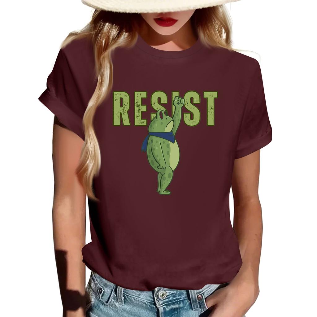 Adult Round Neck Casual Printed Short-sleeved T-shirt Top