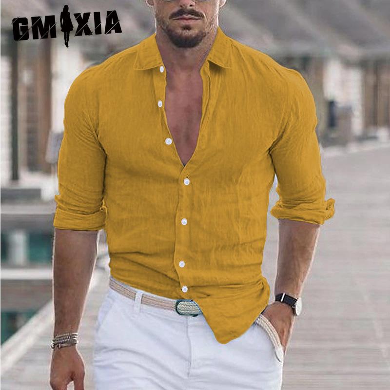 

Хлопковая футболка с длинным рукавом GMXIA, мужская модная свободная футболка с принтом «Сострадательная» XXXXXL жёлтый