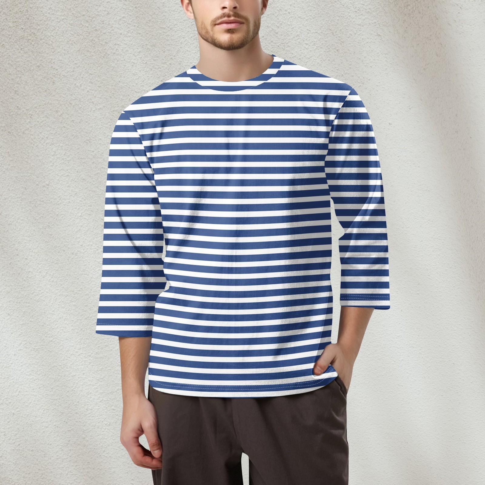 

Мужская модная футболка с круглым вырезом и рукавом 3/4 XXL белый