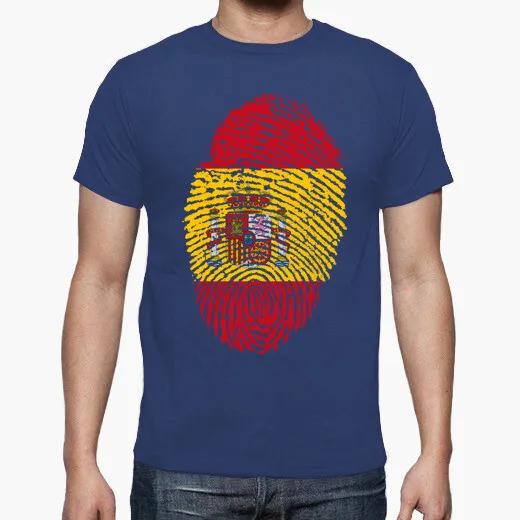 Camiseta Única Huella Dactilar Bandera de España Verano Algodón Cuello Redondo Manga Corta Camiseta para Hombre Nueva S3XL