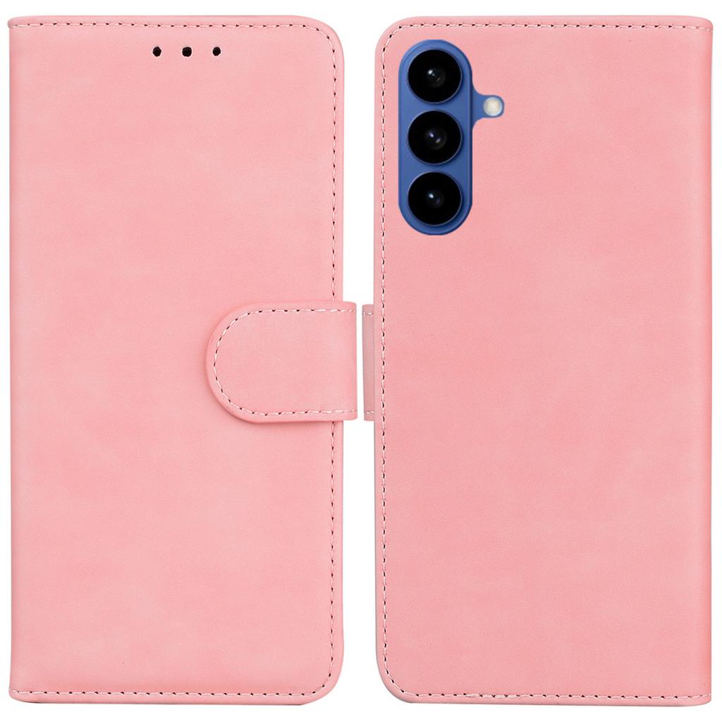 For Samsung Galaxy S26+ Case Solid Color Leather Wallet Phone Cover