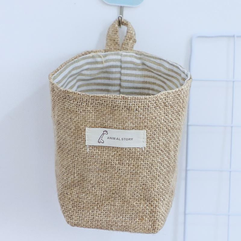 Desktop Jute Storage Bag Cotton Linen Storage Basket Sundries Storage Box With Handle Cosmetic Organizer Jewelry ContainerHolder