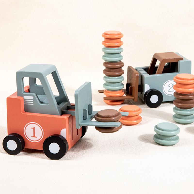 Children's wooden forklift battle games exercise baby logical thinking concentration memory early education educational toys
