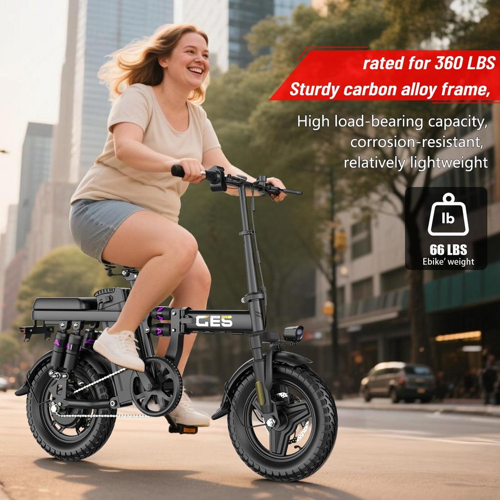 TOOFLY GE5 Adult Electric Bike 25KM/H 500W Motor 48V15Ah Battery City Commuting E-Bike 14'' Tire Foldable Adults Electric Bicycle