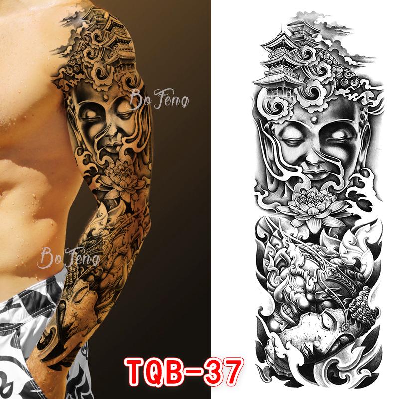 Waterproof Full Arm Floral Tattoo Stickers - Cross-Border Design for Europe & America
