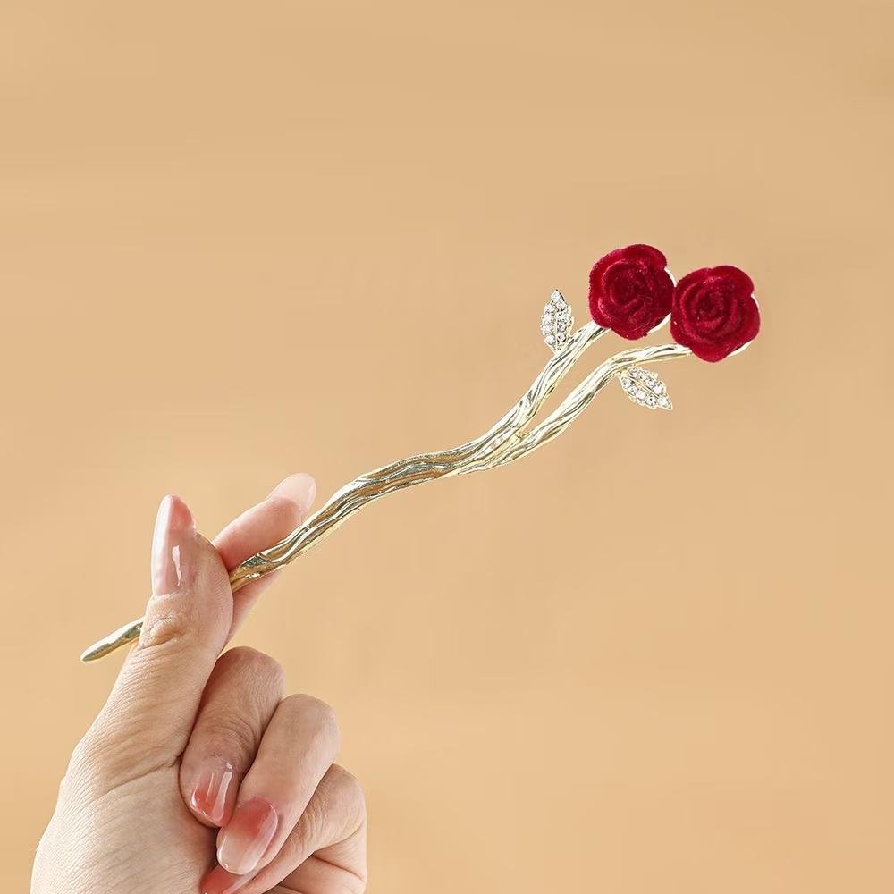 Romantic Rose Chinese Style Tassel Hair Clip Women's Fashion Handmade Hair Clip Exquisite Gift Women Hair Needle Hair Accessory