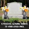 Solar Cemetery Vase with LED for Gravestone Outdoor Artificial Fresh Flower Holder Headstone