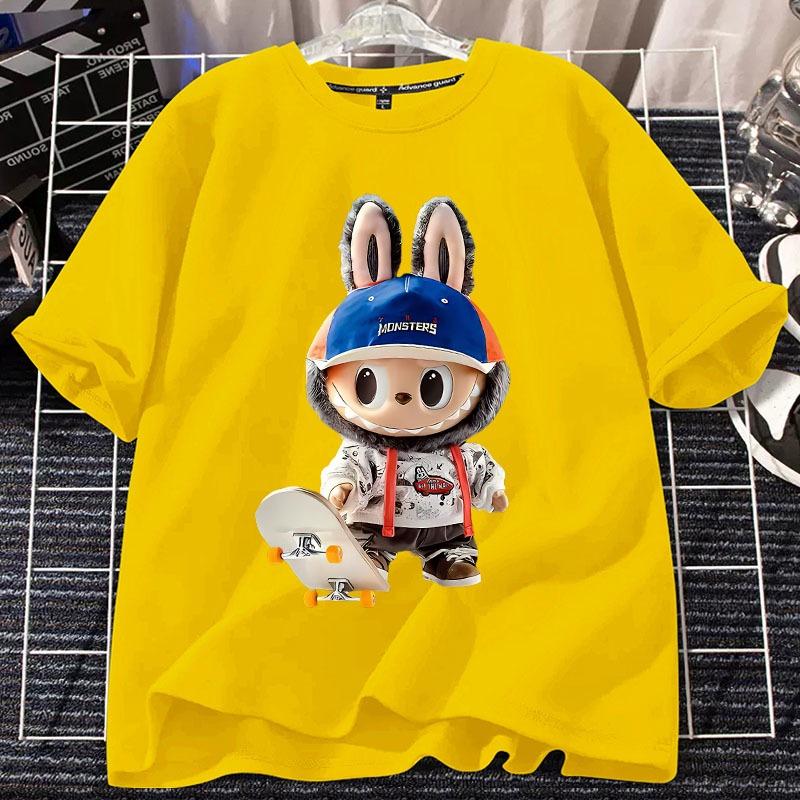2025 New LABUBU T-shirt Fashion Versatile Skateboarding Youth LABUBU Pattern Printed Girl Round Neck Short Sleeve