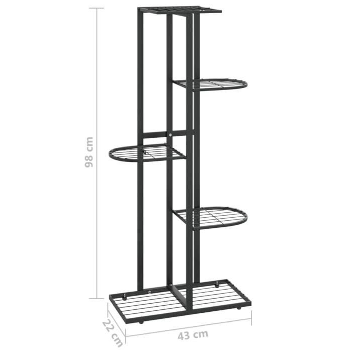 VidaXL Plant Stand 5 Levels 43x22x98 Cm Black Metal