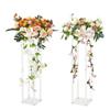 2PCS 31.5inch/80cm High Wedding Flower Stand, With Acrylic Laminate,Acrylic Vase Column Geometric Centerpiece Stands, Floral Display Rack for T-Stage