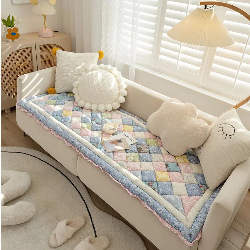 

Утолщенный хлопковый чехол для дивана, противоскользящий чехол для сиденья, многоцветный европейский чехол для дивана, полотенце для гостиной, все сезоны 60x60