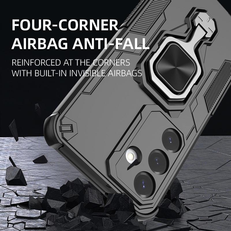 KEYSION Etui odporne na wstrząsy do Samsung S25 Ultra 5G Miękki silikon + PC Pionowy metalowy stojak na telefon Tylna obudowa do Galaxy S25+ Plus