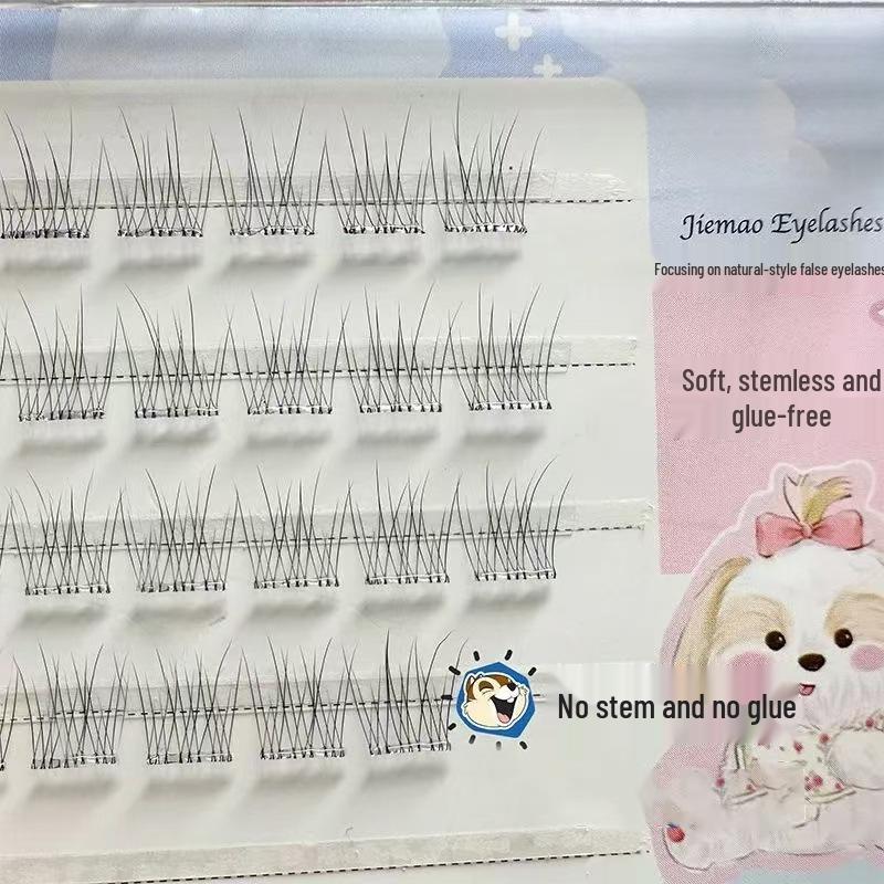 Transparent Stemless Fishtail Baby False Eyelashes - Natural, Curved, Clustered for Beginners