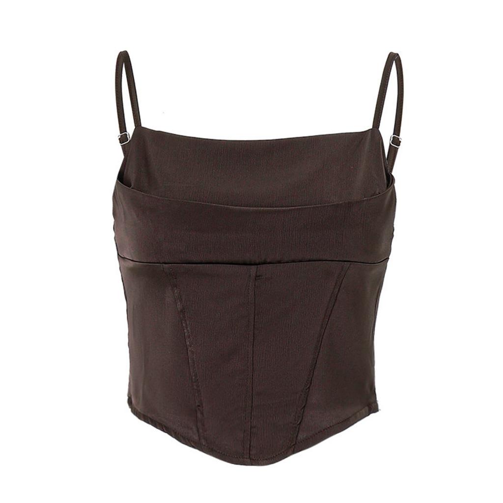 Ladies' Fashionable Solid Color Sexy Backless Striped Shoulder Strap Slim Fit Sleeveless Vest