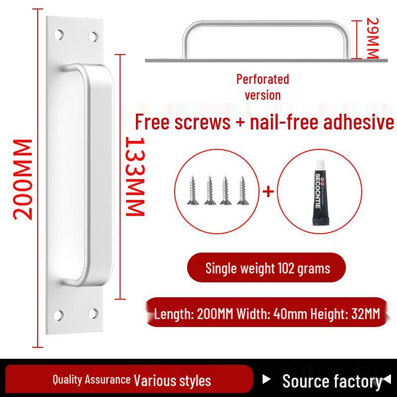 Aluminiumlegering Deurklink zonder Boren voor Glazen, Stalen, Kunststof Balkon-, Schuif- en Kastdeuren