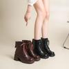 Fashion Women Black Ankle Boots Fashion Lace-Up Platform Thick Heel Motorcycle Booties Retro 2025 Autumn Winter Female Short Botas Shoes