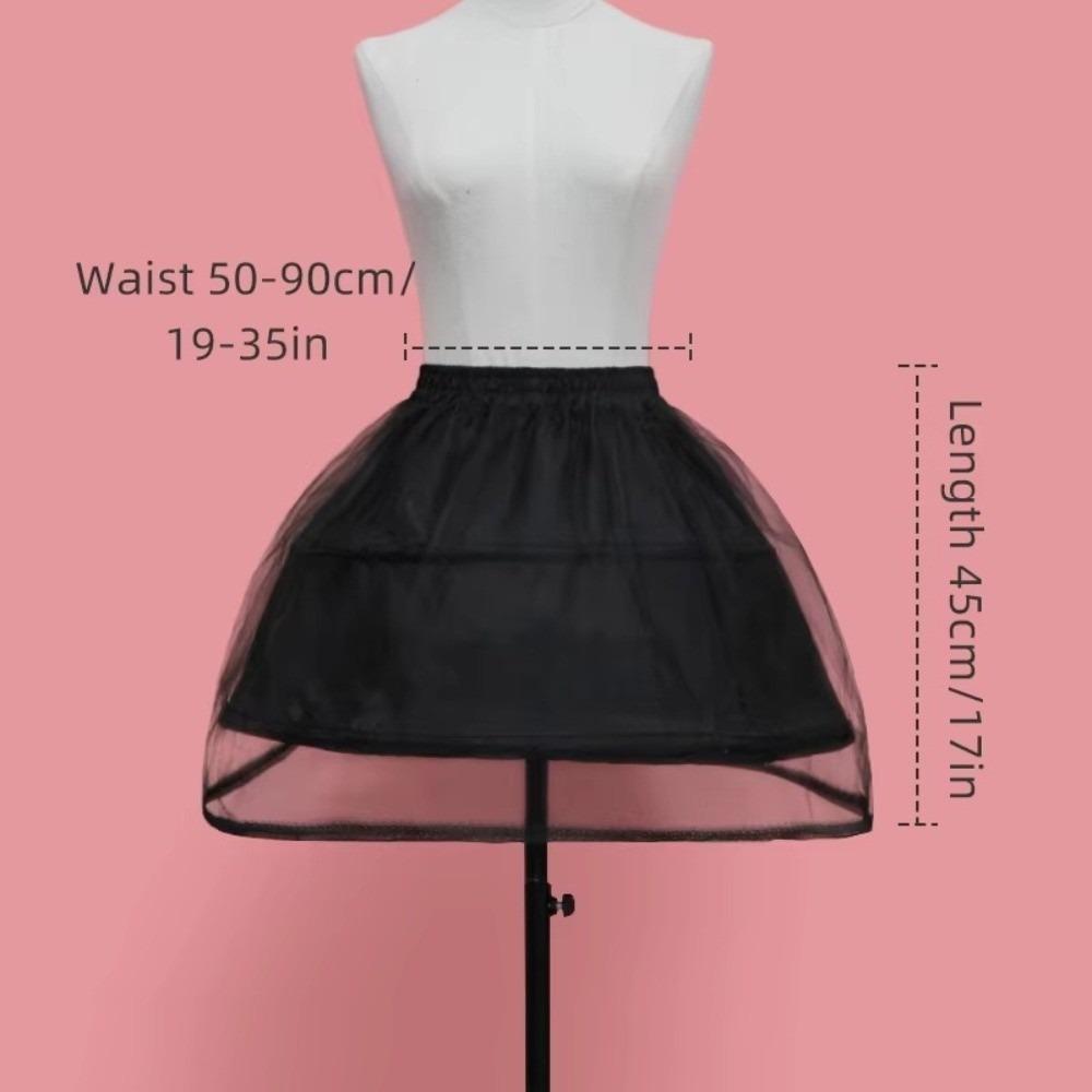 White Ball Gown Petticoat Fluffy Crinoline 2 Hoops Underskirt Crinoline Petticoat  Women Girls black-45cm