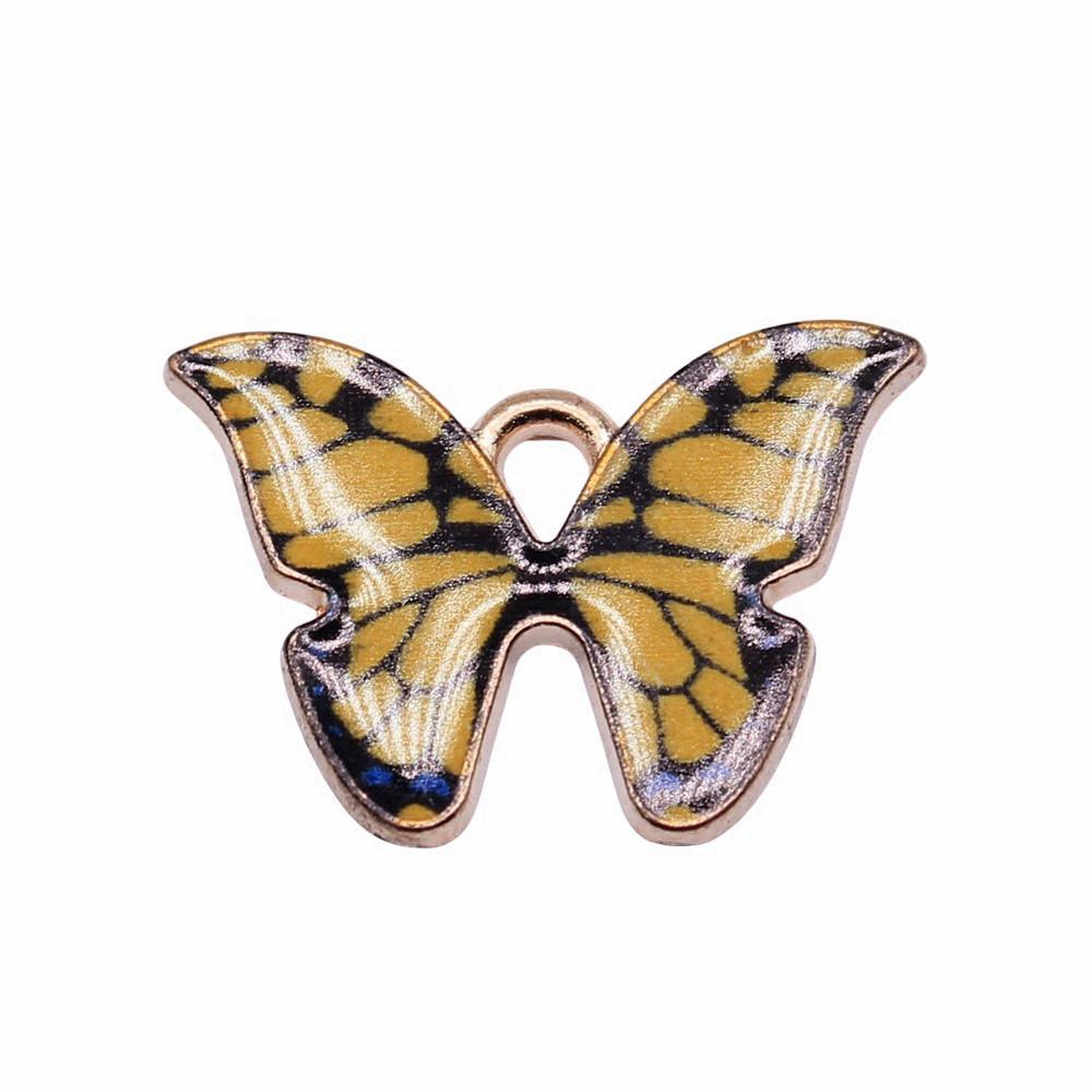 Enamel Charms Multi Color Butterfly Pendants For Floral Themed Jewelry