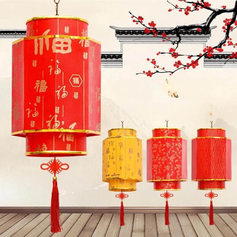 Chinese Style Hanging Lanterns Lamp PVC Waterproof Antique Palace Lanterns Retro Chinese Red Lanterns Festival New Year Decor