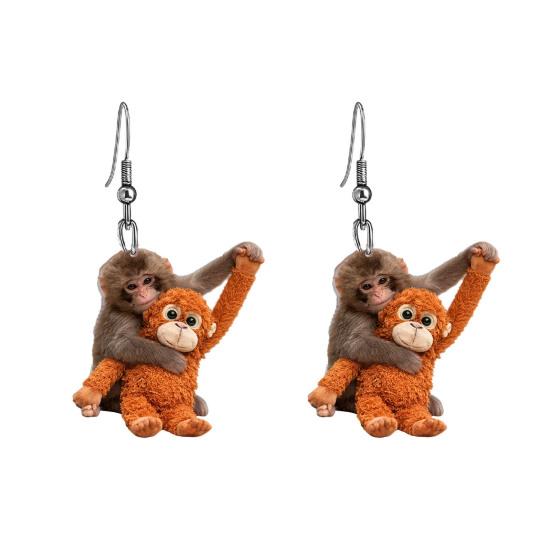 

1 Pair Acrylic Monkey Dangle Earrings 2D Flat Monkey Hook Earrings Hypoallergenic Women Animal Drop Earrings Fashion Jewelry Fans Gift B