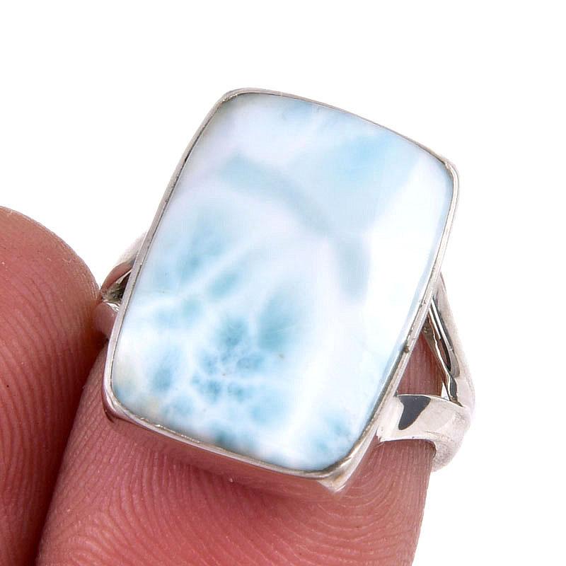 

Natural Republic Larimar Gemstone 925 Solid Silver Jewelry Ring Size 6.5 G2l41
