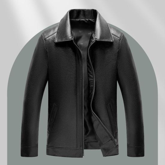 Pánská Slim Fit bunda Bomber bunda s klopou z umělé kůže Vintage kabát na zip Větruodolná motorkářská bunda s kapsami na jaro podzim