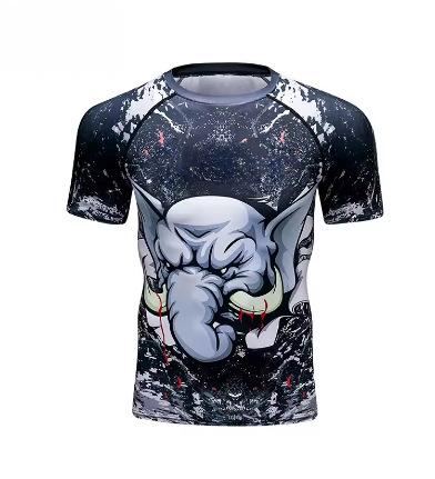 Men s Fitness Sportswear Short Sleeve Creative Printing Taekwondo Training Compression Shirt Sports Running Men s Round Neck XXS