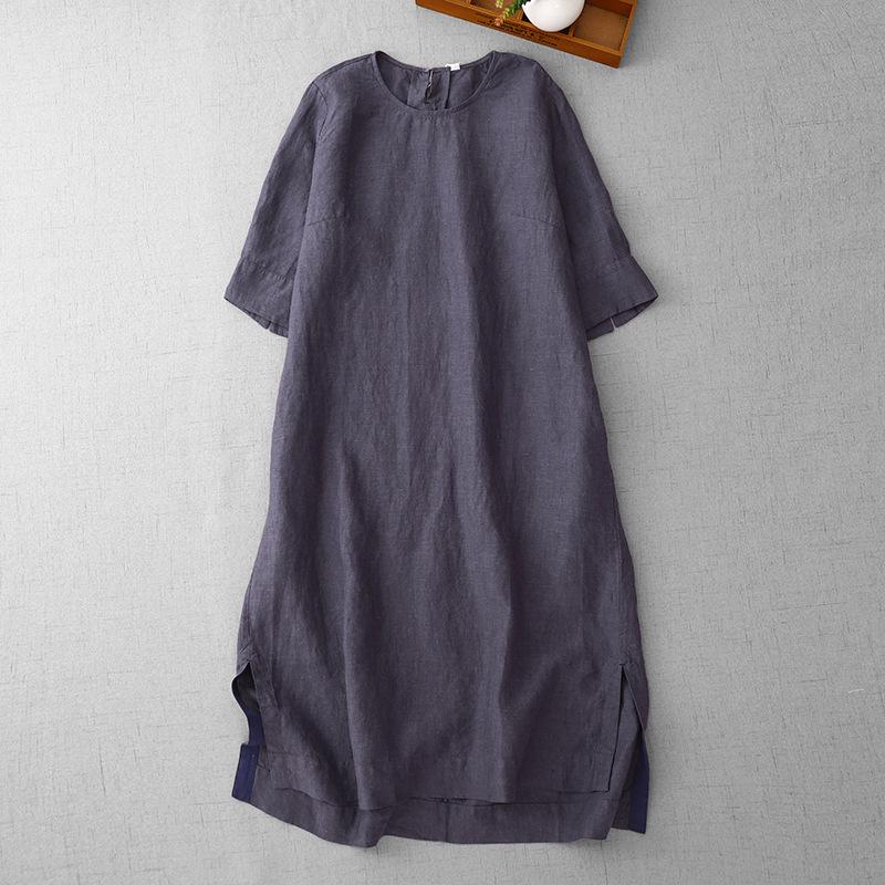 

2025 Summer Loose Fit Ultra-Long Sleeve Round Neck Dress with 3D Cutting XXL