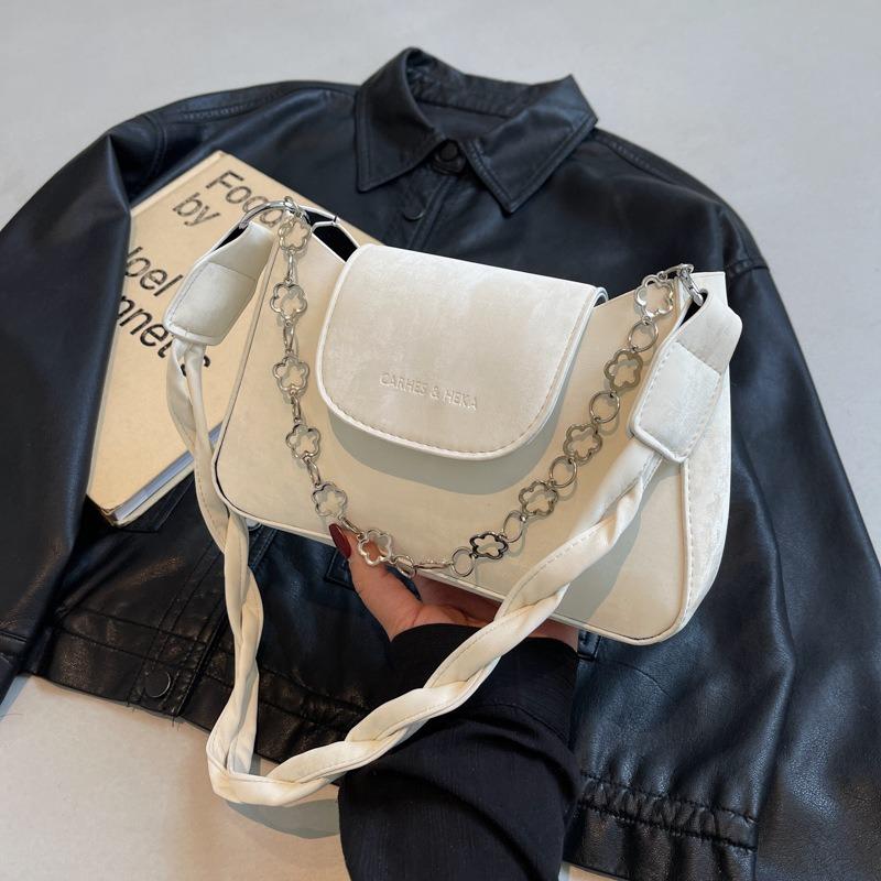 Chain gentle texture small bag women's spring new versatile ins shoulder armpit bag small square bag Korean version