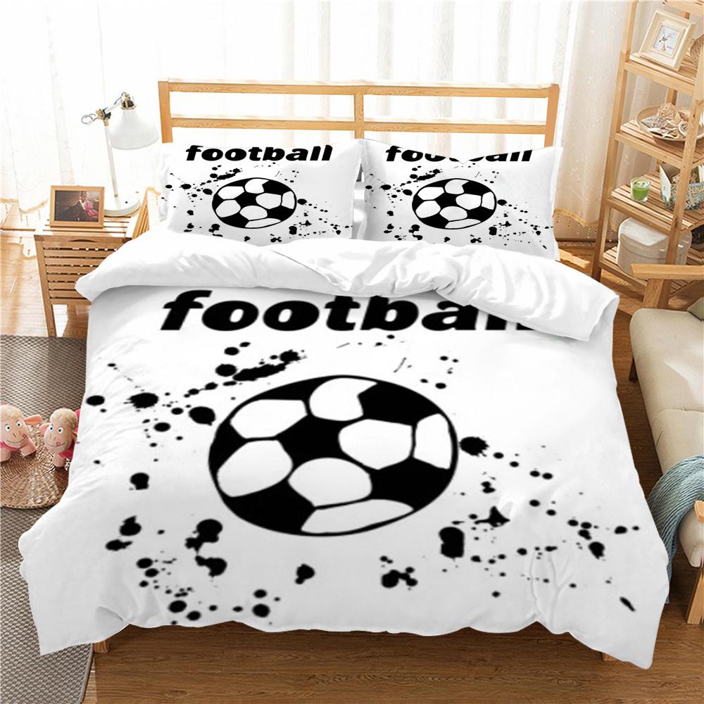 Costum de pat cu imprimeu 3D de fotbal Lenjerie de pat Husă de pilota Lenjerie de pat pentru acasă Cadou pentru copii Consolat din microfibră Husă de pilota respirabilă