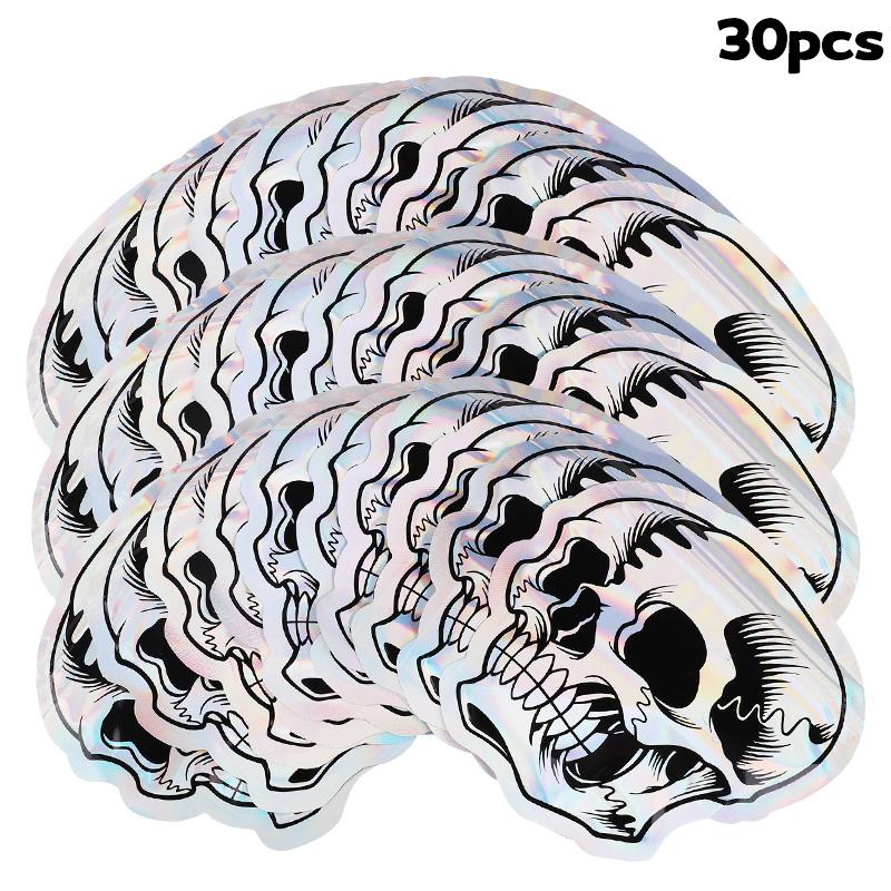 10-100Pcs Halloween Skull Candy Cookie Bag Laser Self Sealing Gift Packaging Bag Plastic Pouch Kids Trick or Treat Party Favors