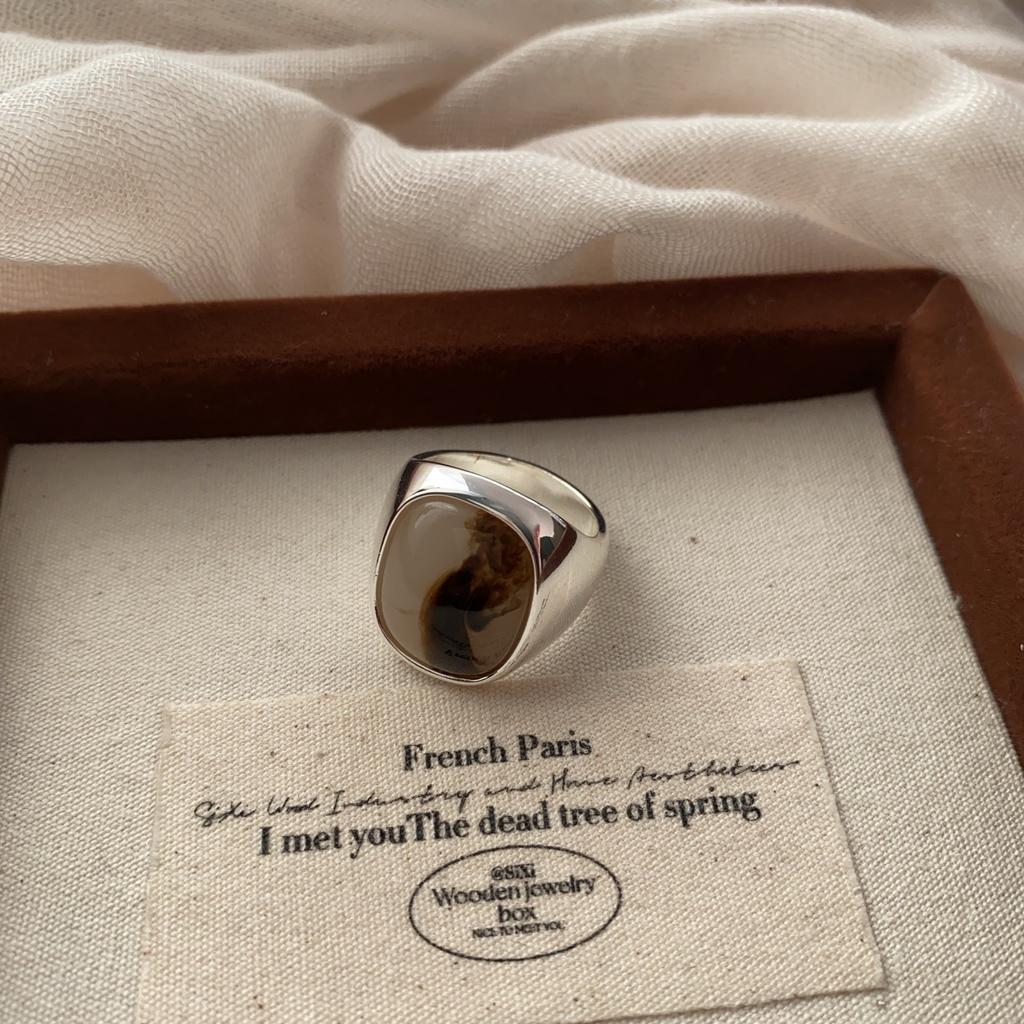 Simple Retro Ring Mori Series Light Luxury Cold Wind Temperament Round Ring High Sense Opening Adjustable